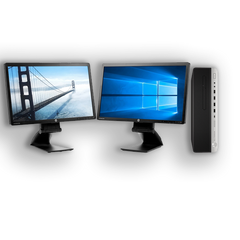 HP EliteDesk 800 G3 SFF i5-6500 16GB RAM 256GB SSD 2 X HP E231 23" FHD Monitors BUNDLE