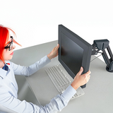 2 x HP E231 23″ Widescreen Monitors with Steelcase Dual Monitor Arm