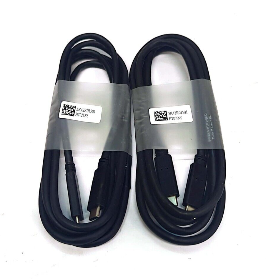 2 x Dell OEM USB-C to USB-C 3.1 Gen 2 Cable - 6-Feet 100W Power Delivery - 10Gbps - DP Alt Mode Main image