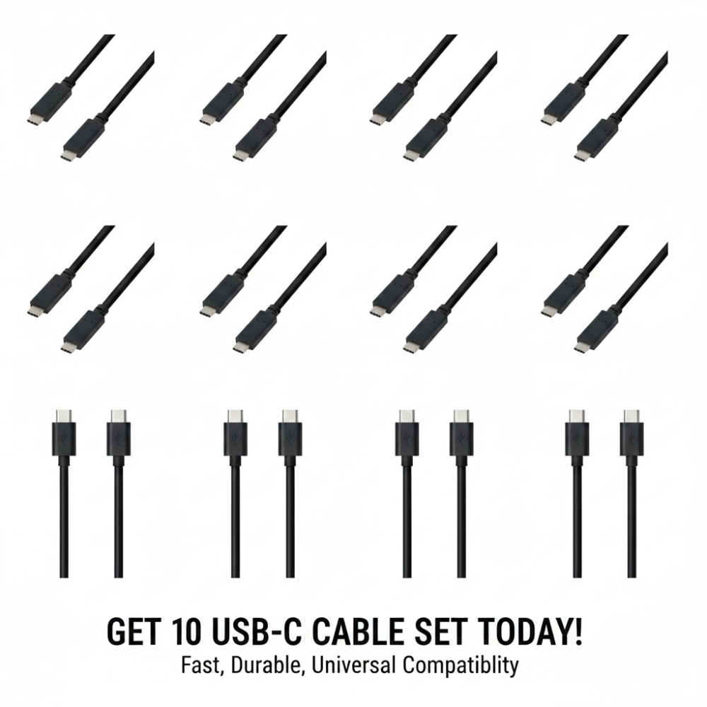 10 Pack - 6 Foot Dell OEM USB C 3.1 Gen2 M/M Fast Charging Adapter New