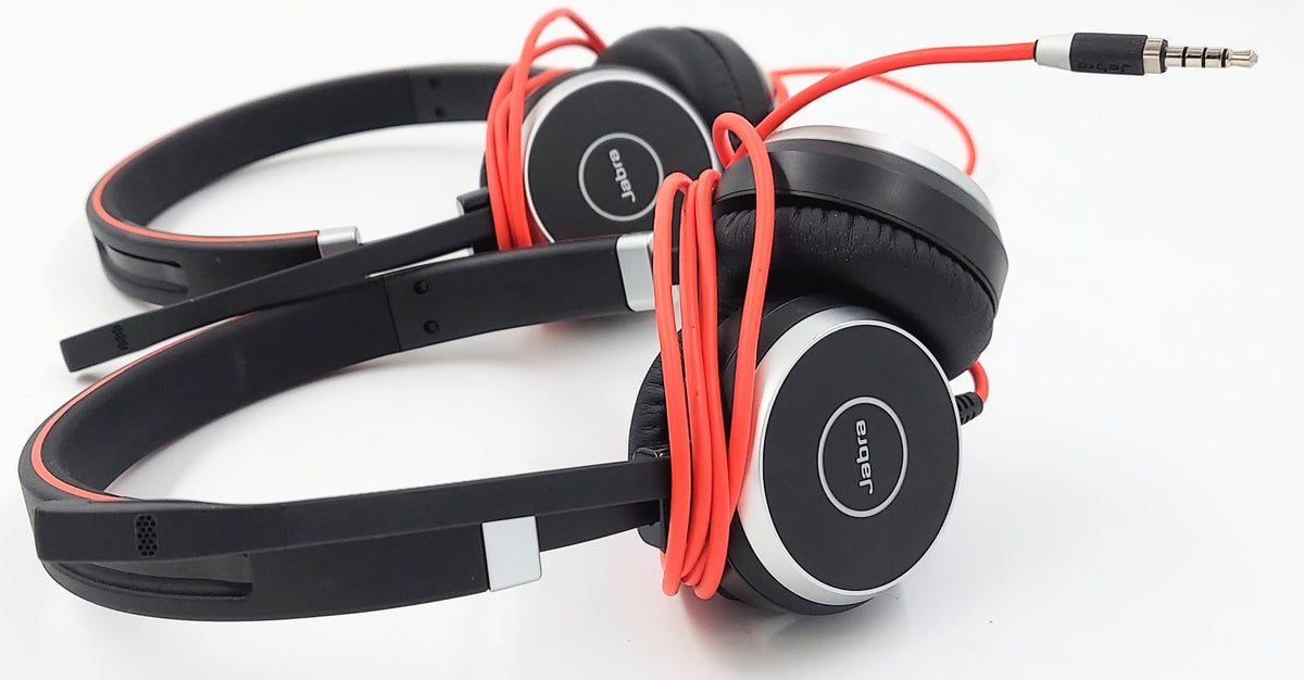 Lot of 2 Jabra Evolve 40 Stereo USB Corded Headset HSC017 6399-823-109 *NO CONTROLLER*