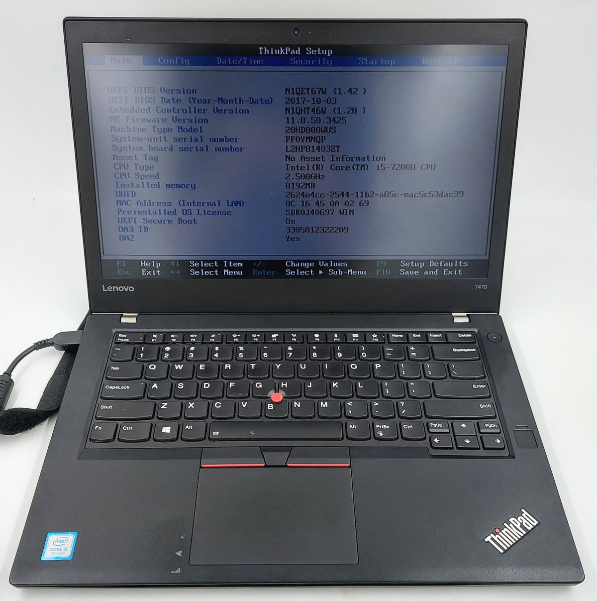 Lenovo Thinkpad T470 i5-7200U 2.5GHz Laptop - 8GB RAM 256GB SSD - Win 10 Pro B Condition
