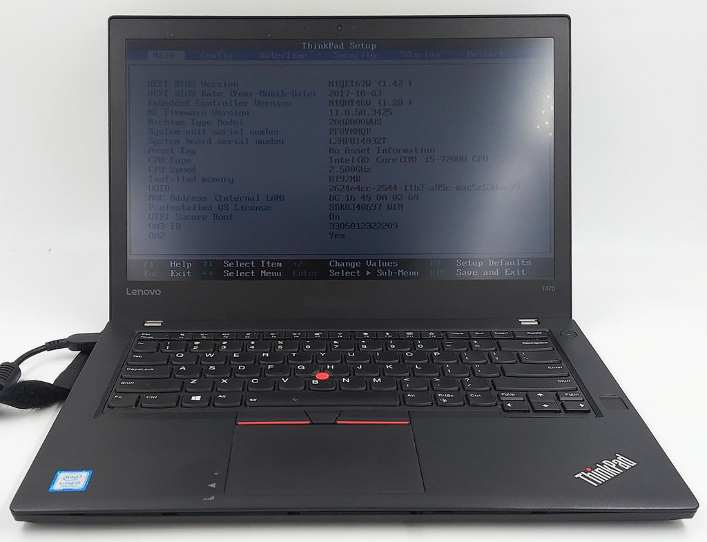 Lenovo Thinkpad T470 i7-6500U U 2.5GHz Laptop - 8GB RAM 256GB SSD - Win 10 Pro