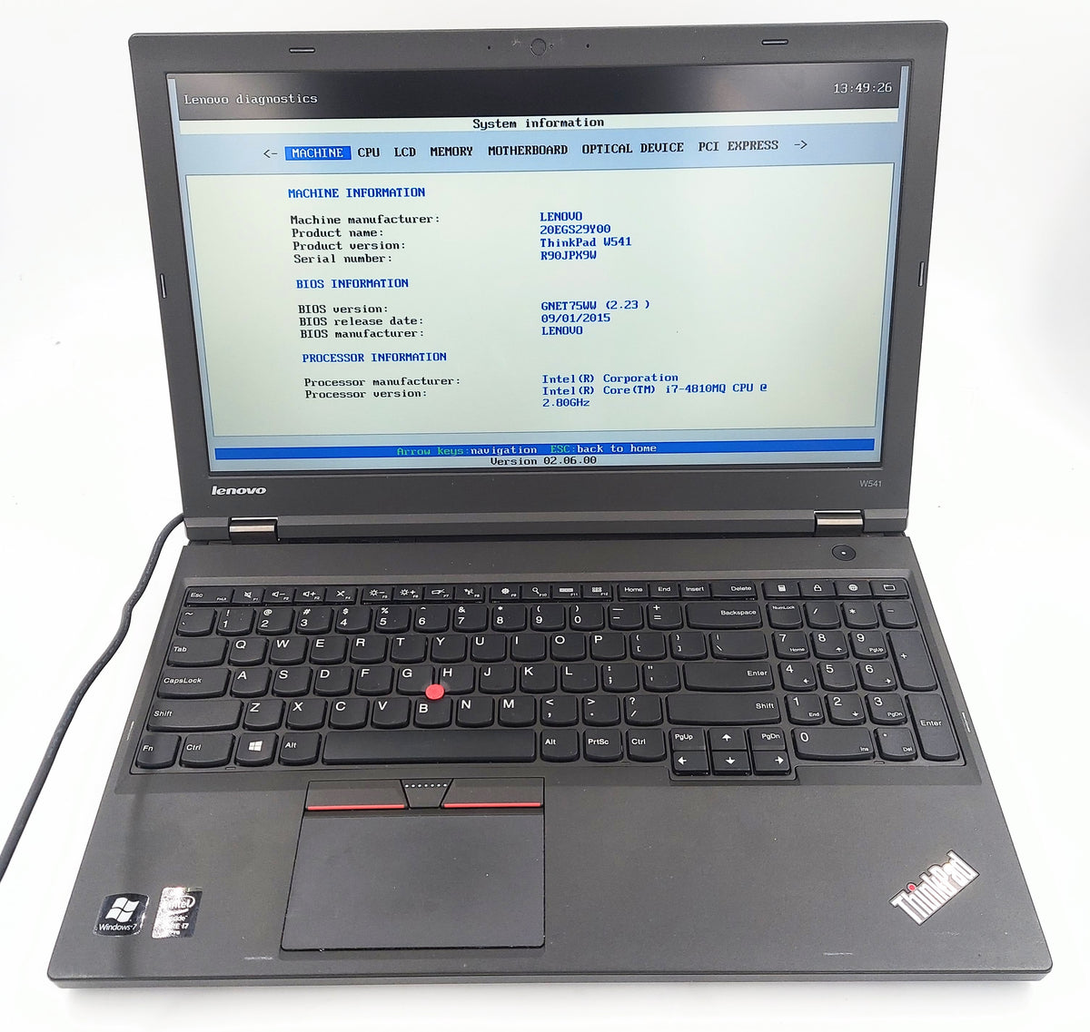 Lenovo ThinkPad W541 i7-4810MQ 8GB RAM 512GB SSD - Win 10 Pro B Condition